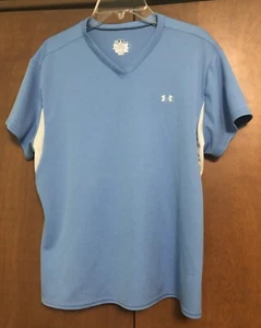 Under Armour S/S Athletic V Neck Shirt Women's Large Light Blue W/ White Accent - Picture 1 of 4