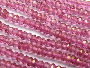 14.5" PINK TOPAZ 4mm Faceted Rondelle Beads AAA