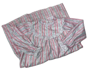 Lanz Flannel Nightgown Girls XS 4 5 Cottagecore Eyelet Pink Floral Stripe - Picture 1 of 5