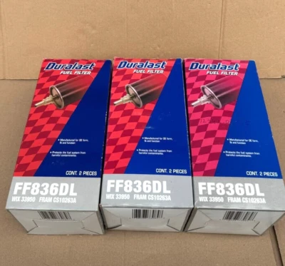 Lot of 3 Duralast Fuel Filter Kit FF836DL (Wix 33950, FRAM CS10263A) Foto 1 de 4