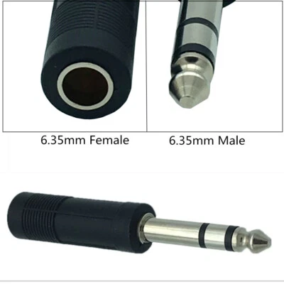 1pc 6.35mm Male Stereo to 1/4" Female Headphone Audio Extened Adapter Connector - Image 1 of 4