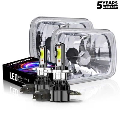 For Dodge Ram W150 W250 W350 D150 D250 D350 Trucks 2PCS 7x6'' 5x7" Led Headlight - Image 1 of 4