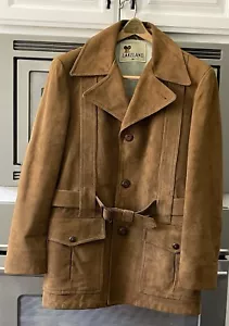Vtg 70s Lakewood Suede Coat Jacket Belted Lined Western Ranch Wear Men’s 38 READ - Picture 1 of 24
