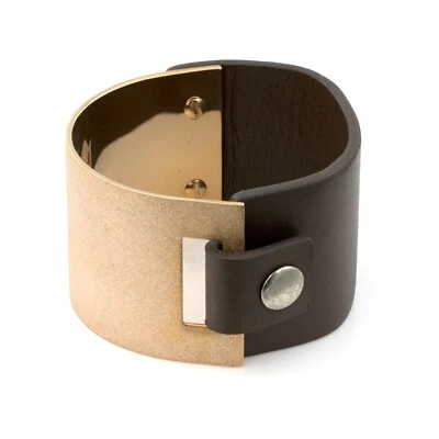 Pulseira de aço inoxidável com couro - Imagem 1 de 4