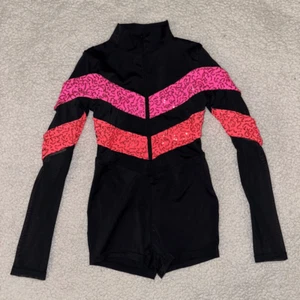 Weissman Showtime Girls Acro Dance Leotard Black Pink Size Medium - Picture 1 of 10