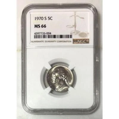1970 S Jefferson Nickel NGC MS66   ***Rev. Tye's Coin Stache*** #6004 - Image 1 of 4