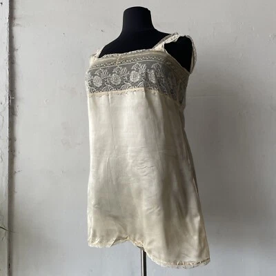 Antique VOLUP 1920s - 1930s Silk Step In Button Up Crotch Teddy Dress Slip XXL - Image 1 of 4