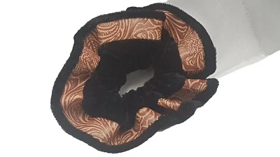 BLACK Velvet Embossed Leather Elastic Party Hair Band Ponytail Scrunchie Tie - Image 1 of 3