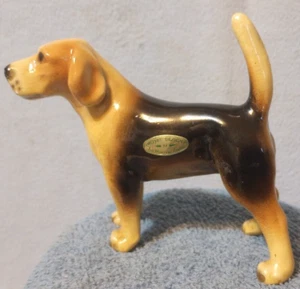 Morten Studio Beagle Dog Royal Design Vintage  Ceramic Figurine Gold Sticker - Picture 1 of 8