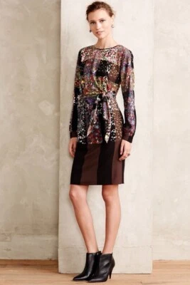 Anthropologie Lavand Equinox Floral Dress Womens Size XS Wrap Black Plaid - Image 1 of 4