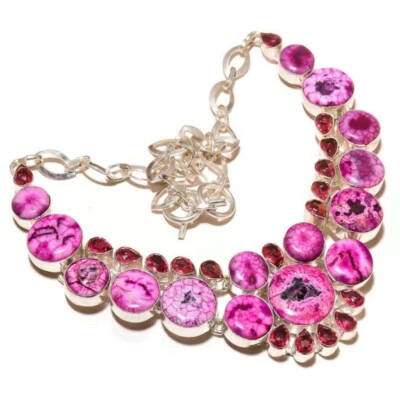 Collar redondo solar de cuarzo ágata druzy, turmalina corte pera piedras preciosas hecho a mano Foto 1 de 4