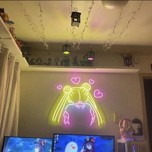 SAILOR MOON USAGI NEON LIGHTS LED | Gamer Girl Computer Room Wall Decor | - Picture 1 of 2