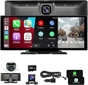 10.26" Touch Screen Wireless Apple Carplay Portable Car Stereo Android Auto - Picture 1 of 8