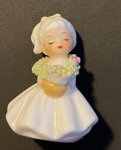 VTG Napco Flower Month Miniature Girl Figurine Napcoware Yellow Flowers - Picture 1 of 7