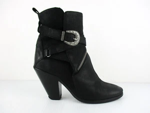 STUNNING WOMENS ALL SAINTS TEJUS LEATHER ANKLE BOOTS 8 41 BLACK CUBAN WESTERN - Picture 1 of 12