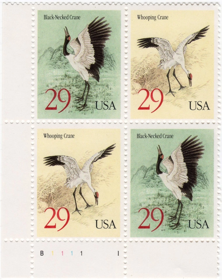 Scott #2868a (2865-2868 Cranes 29¢ Plate Block of 4 Stamps - MNH - Image 1 of 1