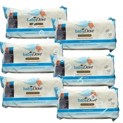 6 Packs Baby Dove Rich Moisture Wipe 50s - Alcohol Free Sensitive Skin