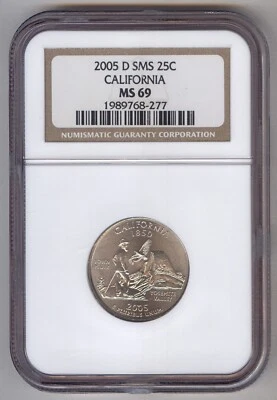 2005-D SMS CLAD 25C CALIFORNIA STATEHOOD QUARTER NGC MS 69 - Image 1 of 2