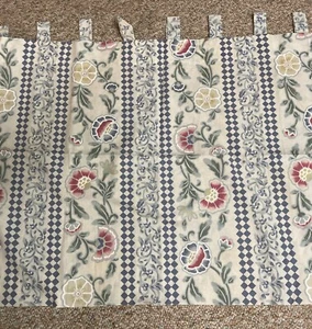 1 Country Curtain Tab Top Unlined Panel 40" X 62" Floral Stripe Pattern - Picture 1 of 4