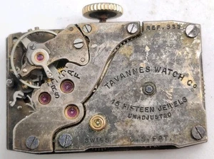 Vintage Tavannes Cal. 335 15 jewel watch movement for repair - Picture 1 of 5