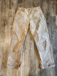 Vintage Carhartt Double Knee Pants 34x32 B01-brn USA Thrashed Dungeree fit - Picture 1 of 10