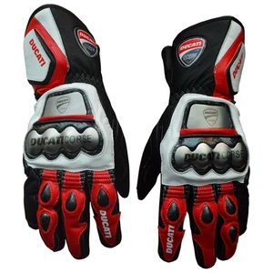 Ducati Motorcycle Gloves Men’s Leather Riding Protective Biker Gear All Sizes - Foto 1 di 5
