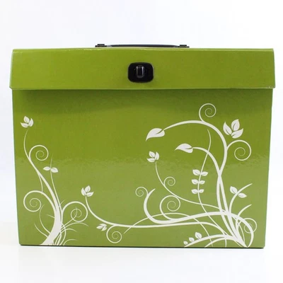 Vintage Olive Green Expanding Accordion File Folder 19 Pockets - Image 1 of 4