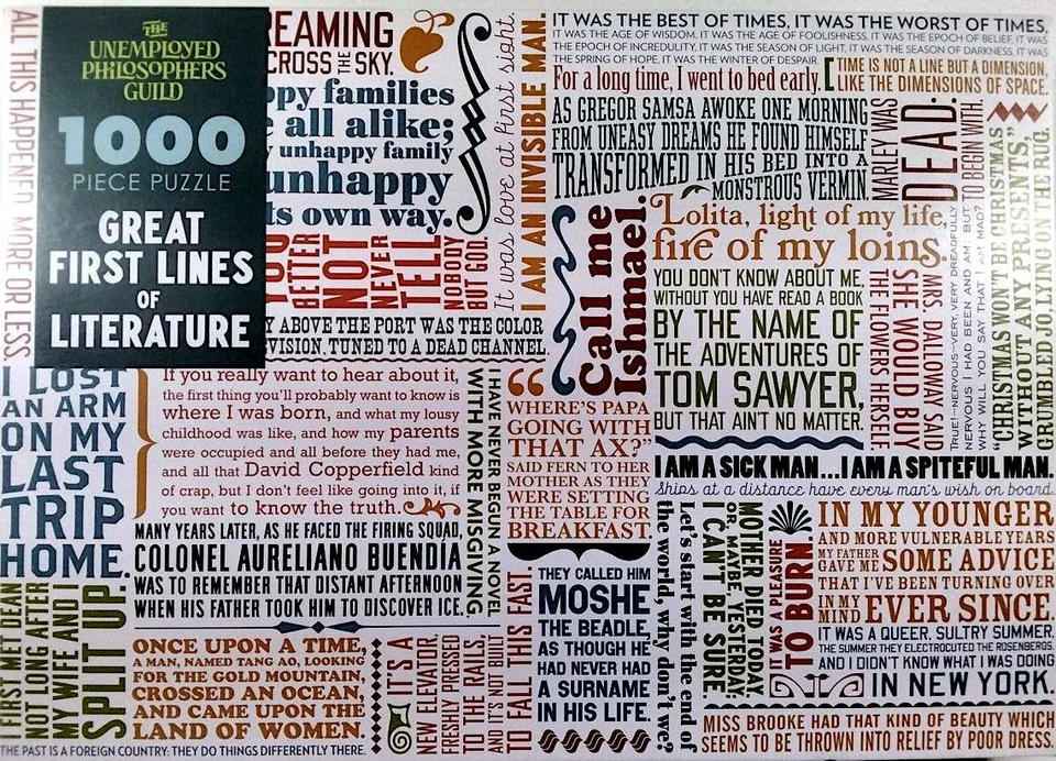 Great First Lines Of Literature Twain Poe Tolstoy Alcott 1000 19X27 Puzzle - Image 1 of 1