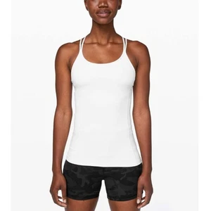 Lululemon Free To Be Tank Top Everlux Women’s Size 6 White Yoga Activewear - Picture 1 of 6