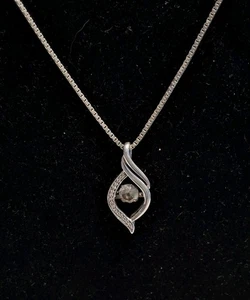 18 Zoll Sterling Silber Box Kette Halskette mit tanzendem Stein Anhänger 925 - Bild 1 von 6