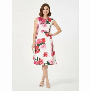 Calvin Klein Damen ärmellos Blumen A-Linie/Fit & Flare buntes Kleid Plus 18W - Bild 1 von 15