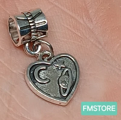 Charm Ciondolo Per Bracciale Cuore I Love You in Acciaio Tono Argento Silver  - Immagine 1 di 2