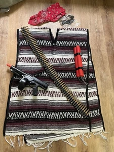 Banditen Kostüm Serape Pancho Herren Bandito Bandoleer Zigarre 'Stache Bandana Bluey - Bild 1 von 7