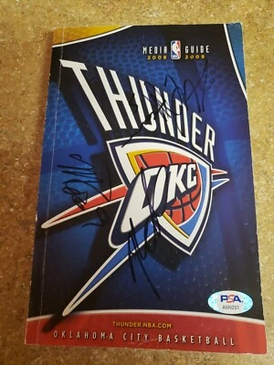 Kevin Durant Signed 1st Year in OKC 08/09 Thunder Media Guide Nets PSA COA - Image 1 of 4