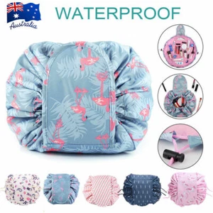 Lazy Cosmetic Bag Printing Drawstring Makeup case Storage Bag Portable Travel AU - Picture 1 of 42