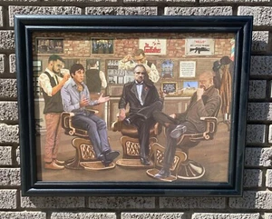 Gangster Friseursalon Schal Pate brechen schlechtes Holz gerahmter Bilddruck - Bild 1 von 3