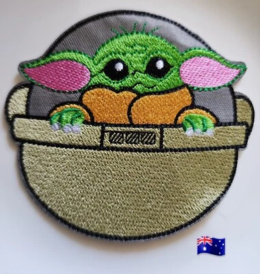 1pce Cartoon Baby Yoda Iron On Embroidery Patch 10x9cm - image 1 of 2