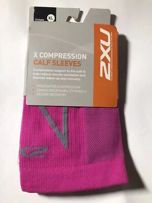 2XU X Compression Calf Sleeves Magenta/Grey XL Unisex - Image 1 of 4