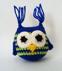 Amigurumi owl Crocheted bird Animal softie toy Pocket worry pet Anxiety buddy  - Picture 1 of 2