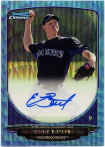 2013 Bowman Chrome Prospect EDDIE BUTLER Blue Wave Ref Auto /50 RANGERS ROCKIES - Picture 1 of 2