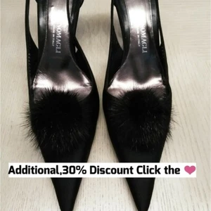 Bruno Magli Mink PomPom pointy toe Heels - Bild 1 von 7