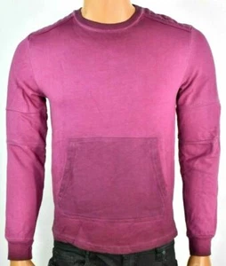 Buffalo David Bitton Mens Sweatshirt New S L Solid Purple Pocket Pullover Crew - Picture 1 of 5