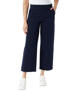 Gloria Vanderbilt Shape Effect Pull On Wide Leg Crop Pants Women 6 Navy Blue NEW - Picture 1 of 11