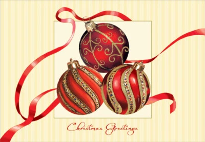 Caja de 18 tarjetas de Navidad con adornos rojos y dorados Foto 1 de 2