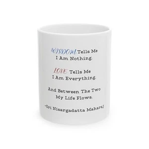 Taza de café de cerámica blanca Sri Nisargadatta Maharaj cita sabiduría amor 11 oz regalo - Imagen 1 de 6