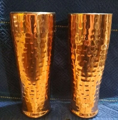 Vaso aislado de doble pared de cobre/acero inoxidable martillado pinta Pilsner (2) Foto 1 de 4