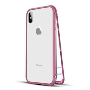 pour iPhone X/Xs Coque Métal Absorption Magnétique TRANSPARENTE/OR ROSE - Photo 1 sur 2