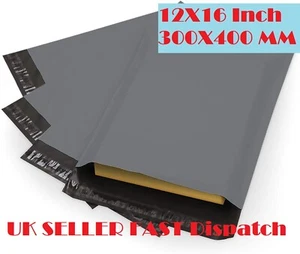 12 x 16" graue Versandtaschen stark Paket Porto Kunststoff Post Poly selbstklebend - Bild 1 von 4