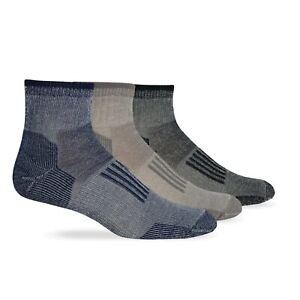 2 Pair Wise Blend Mens 85% Merino Wool Rib Cushion Casual Ankle Quarter Socks
