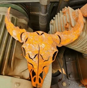 Bull Post topper ornament sign - Australian Made Rusted Metal Garden Art - Picture 1 of 5